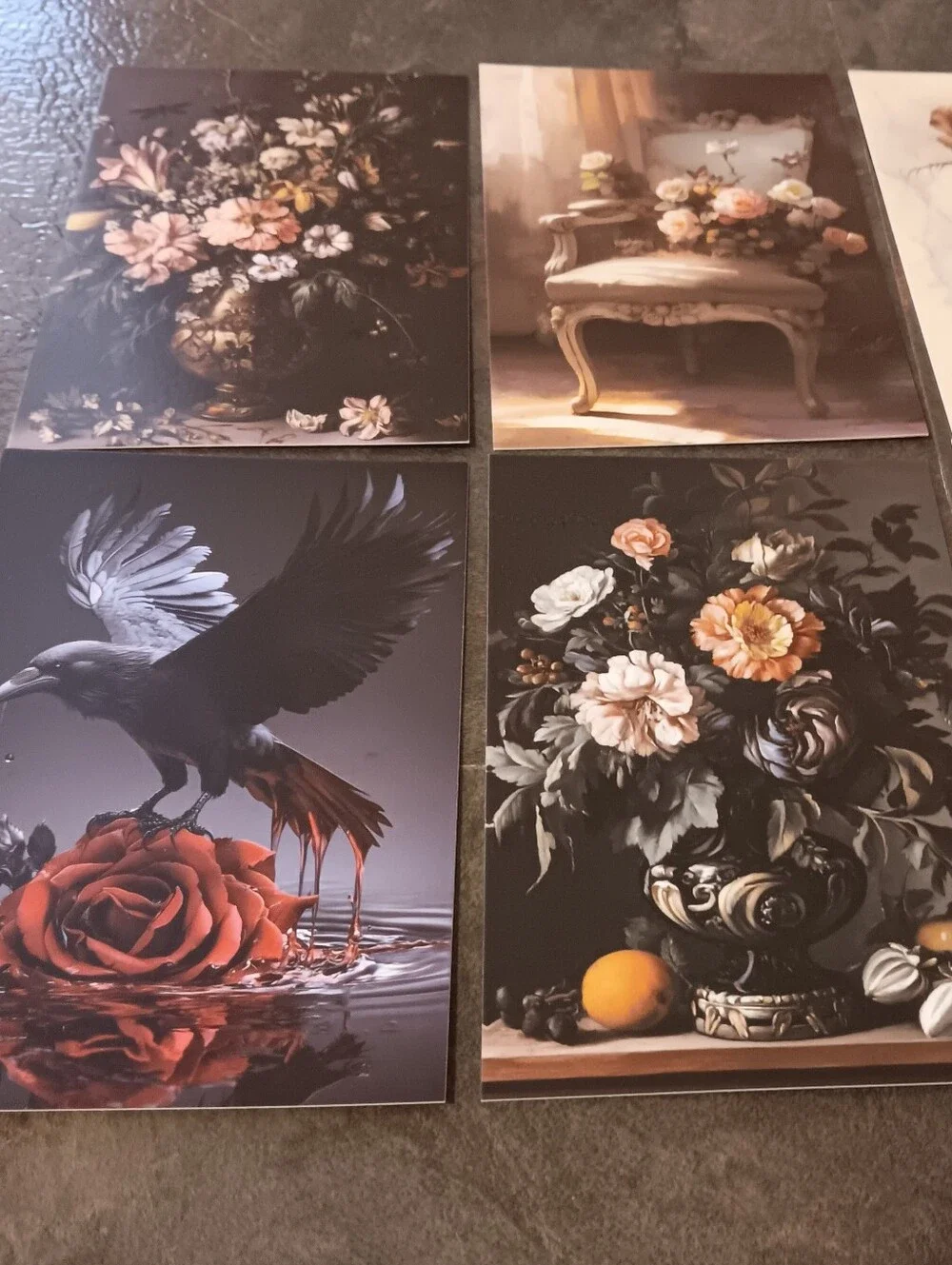 Dark Gothic Postcard Set Of 6, Academia Art Print Correspondence Notes 4x6